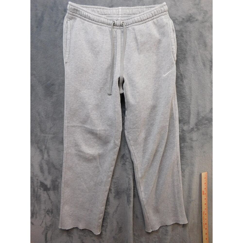 Nike Sweatpants Mens Small Gray Fleece Joggers Cut Raw Hem Swoosh 835590-063